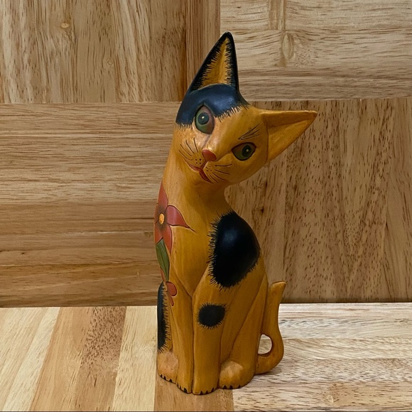 Vintage 2005 Second Nature Design Floral Friends 7 1/2” Cat Figurine Sculpture - Picture 5 of 15